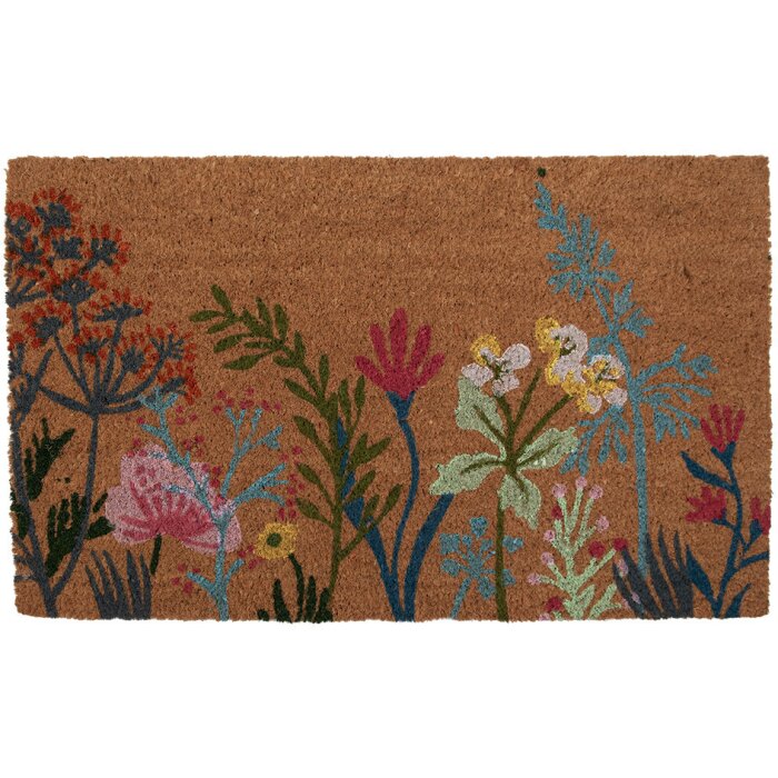 Clayre & Eef WFFMC Tappeto per porta con motivo floreale 75x45x1 cm