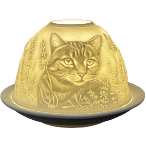 Clayre & Eef 6CE1807 Portacandele Gatto Ø 12x8...