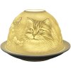 Clayre & Eef 6CE1809 Porta tealight Gatto in porcellana Ø 12x8 cm Bianco