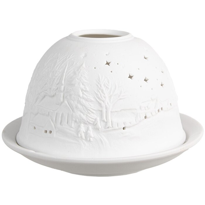 Clayre & Eef 6CE1814 Portacandele Stelle Ø 12x8 cm Bianco
