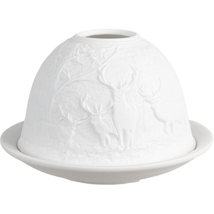 Clayre & Eef 6CE1818 Portacandele Cervo Ø 12x8 cm Bianco