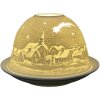 Clayre & Eef 6CE1819 Portacandele Ø 12x8 cm Bianco Paesaggio Invernale