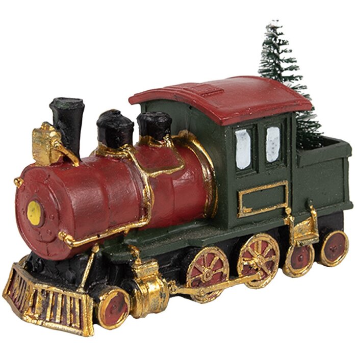 Clayre & Eef 6PR4335 Decorazione locomotiva 11x5x7 cm verde rosso oro