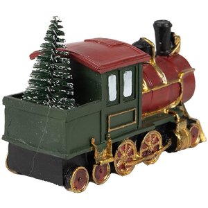 Clayre & Eef 6PR4335 Decorazione locomotiva 11x5x7 cm verde rosso oro