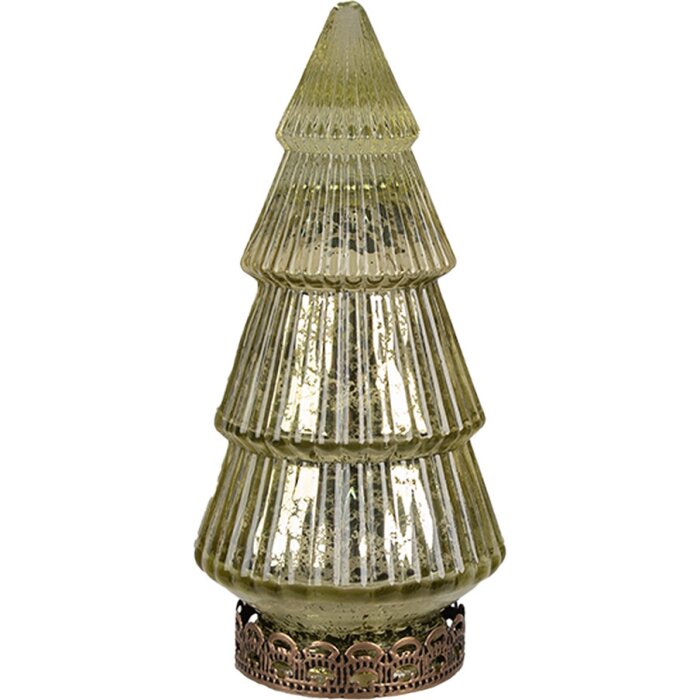 Clayre & Eef 6GL4569GR Albero di Natale con LED Verde Ø 7x16 cm