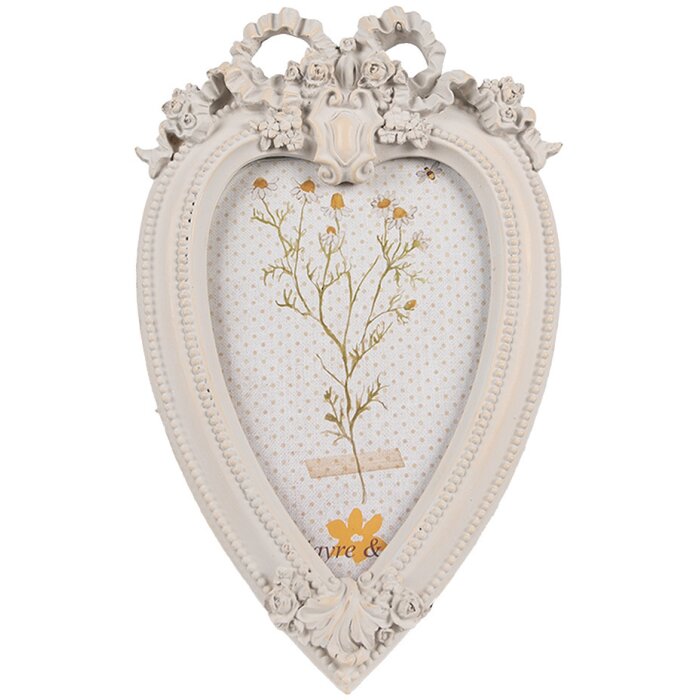 Clayre & Eef 2F1120 Portafoto a forma di cuore Bianco 14x2x22 cm 10x15 cm