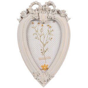 Clayre & Eef 2F1120 Portafoto a forma di cuore Bianco...