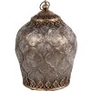 Clayre & Eef 6GL4584 Lanterna LED Ø 13x18 cm Decorazione in vetro marrone