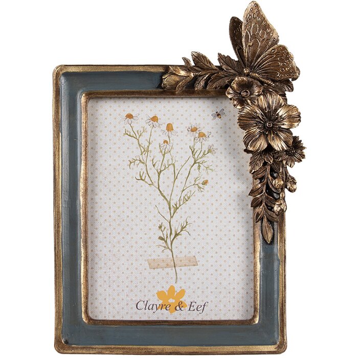 Clayre & Eef 2F1126 Portafoto 18x3x26 cm 13x18 cm Blu Oro