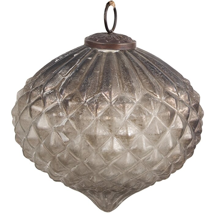 Clayre & Eef 6GL4535M Bomboniere per albero di Natale Ø 15x15 cm in vetro vintage argento