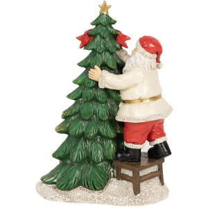 Clayre & Eef 6PR4179 Babbo Natale con albero di Natale LED 15x10x22 cm