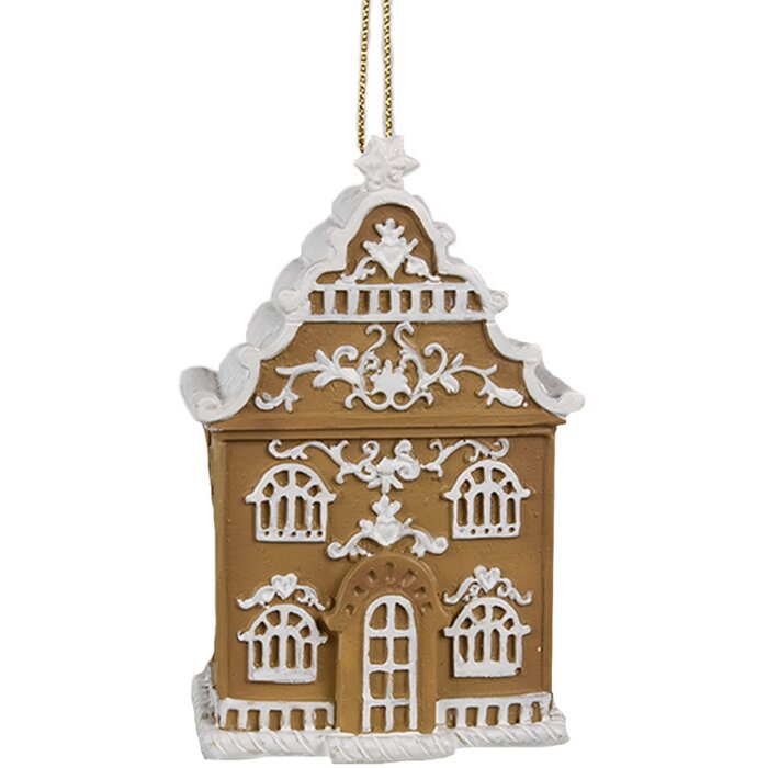 Clayre & Eef 6PR4212 Decorazione Ciondolo Casa Marrone Bianco 6x4x9 cm