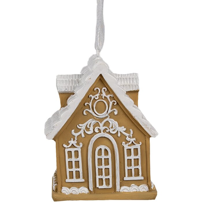 Clayre & Eef 6PR4213 Decorazione Ciondolo Casa Marrone Bianco 6x4x7 cm