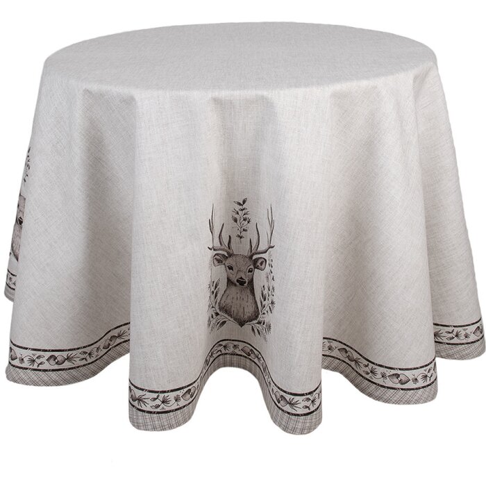 Clayre & Eef GTW07 Tovaglia Motivo Cervo Beige Ø 170 cm