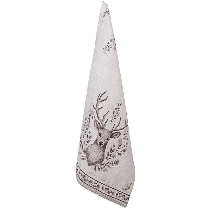 Clayre & Eef GTW42-1 Asciugamano da cucina motivo cervo 50x70 cm