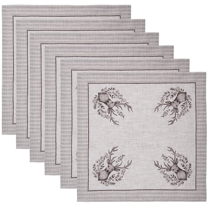 Clayre & Eef GTW43 Set di tovaglioli 6 pezzi 40x40 cm Beige Brown