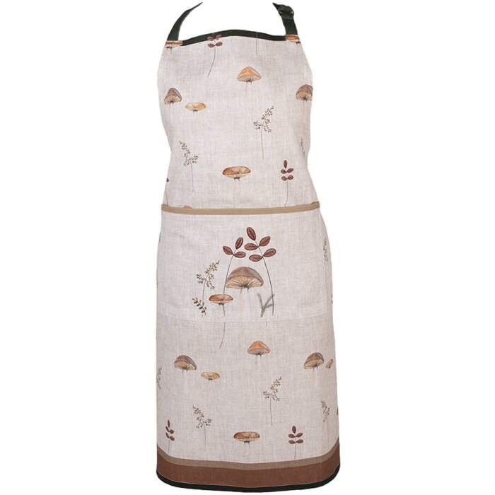 Clayre & Eef LFJ41 Grembiule con motivo a fungo Beige 70x85 cm