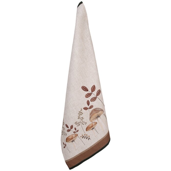 Clayre & Eef LFJ42-2 Asciugamano da cucina con funghi Beige 50x70 cm