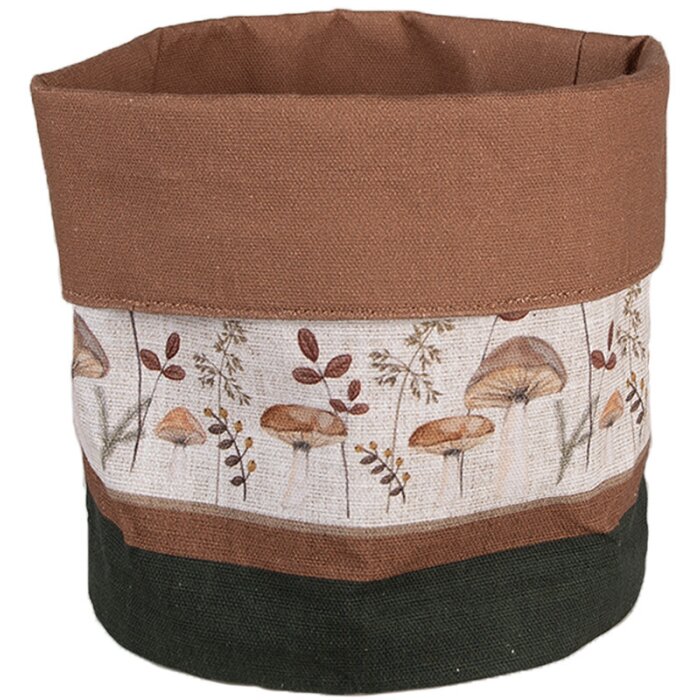 Clayre & Eef LFJ50 Cestino per pane Ø 15x16 cm con motivo a fungo Marrone Beige