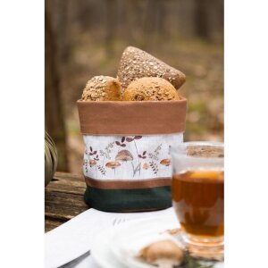 Clayre & Eef LFJ50 Cestino per pane Ø 15x16 cm con motivo a fungo Marrone Beige
