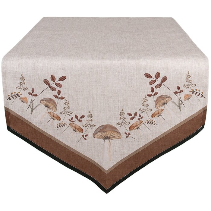 Clayre & Eef LFJ65 Runner da tavola funghi 50x160 cm Beige Brown