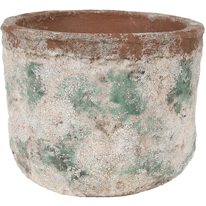 Clayre & Eef 6TE0530L Vaso da fiori Ø 18x15 cm Verde Vintage