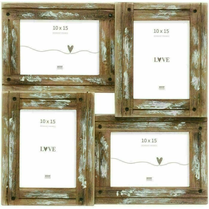 Deknudt S67UD1 Cornice Galleria bianco driftwood per 4 foto marrone naturale 10x15 cm