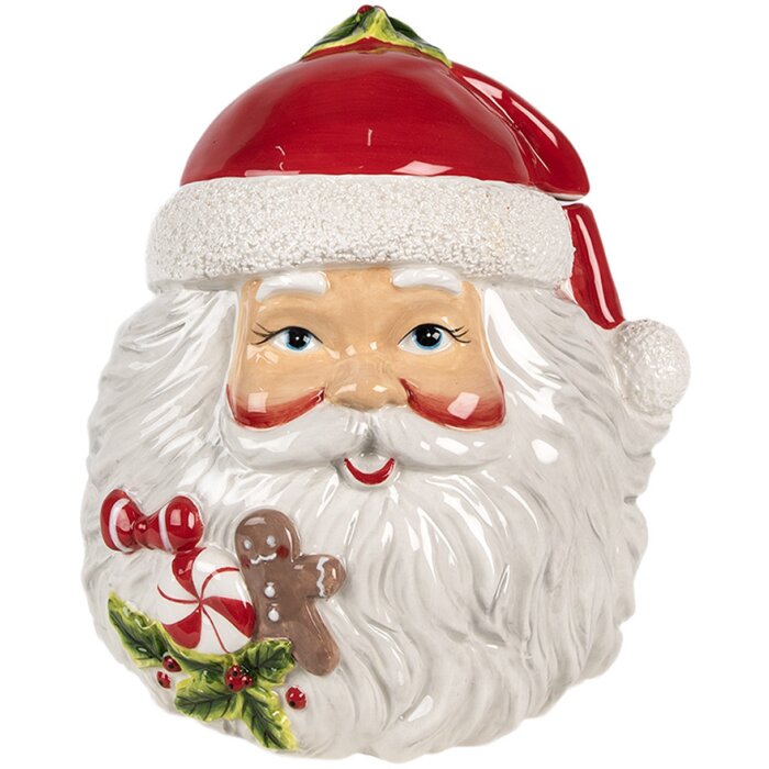 Clayre & Eef 6CE1856 Vasetto con coperchio 20x17x22 cm Babbo Natale