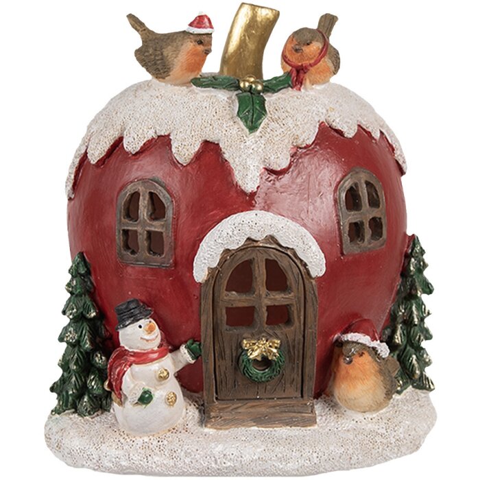 Clayre & Eef 6PR4175 Casa decorativa natalizia con luce LED 12x11x13 cm