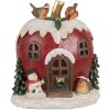 Clayre & Eef 6PR4175 Casa decorativa natalizia con luce LED 12x11x13 cm