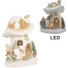 Clayre & Eef 6PR4186 Decorazione Fungo con nani LED 13x12x15 cm