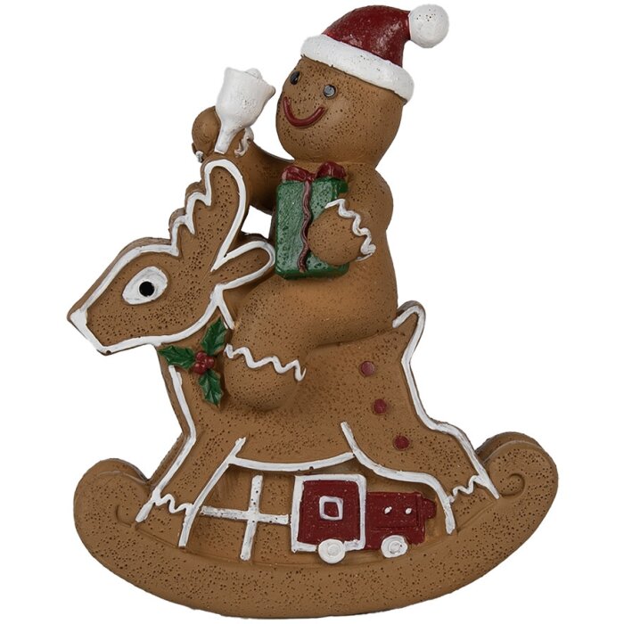 Clayre & Eef 6PR4195 Decorazione uomo di pan di zenzero cervo figura a dondolo 11x5x12 cm