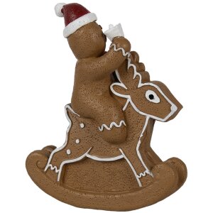 Clayre & Eef 6PR4195 Decorazione uomo di pan di zenzero cervo figura a dondolo 11x5x12 cm