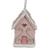 Clayre & Eef 6PR4211 Etichetta natalizia Casa rosa 4x4x6 cm