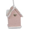 Clayre & Eef 6PR4211 Etichetta natalizia Casa rosa 4x4x6 cm