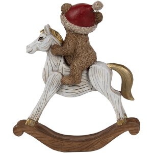 Clayre & Eef 6PR4169 Decorazione Orso su cavallo a dondolo 12x4x14 cm