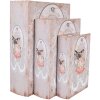 Clayre & Eef Set di scatole portaoggetti 3 pezzi in legno rosa bianco Retro Vintage