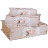 Clayre & Eef Set di scatole portaoggetti 3 pezzi in legno rosa bianco Retro Vintage