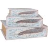 Clayre & Eef 65690 Set di 3 scatole di legno blu verde retrò vintage