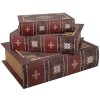 Clayre & Eef 65696 Set di 3 scatole in legno marrone beige 27x22x7 cm
