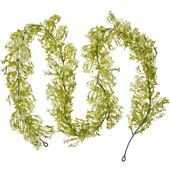 Clayre & Eef 6PL0299 Ghirlanda di fiori artificiali Bianco Verde 10x6x180 cm