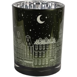 Clayre & Eef 6GL4655 Set portacandele 3 pezzi verde Ø 7/8 9/10 10/12 cm