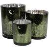 Clayre & Eef 6GL4655 Set portacandele 3 pezzi verde Ø 7/8 9/10 10/12 cm