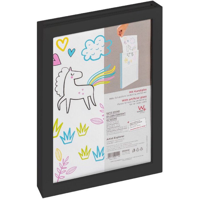 Walther Artist Explorer Cornice in legno 21x29,7 cm Nero con vetro artistico MDF