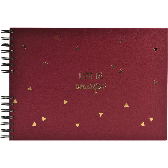 Exacompta album a spirale LIFE rosso 32x22cm 50 pagine nero 250g/m² goffratura oro