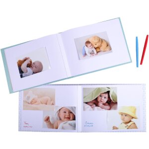 Fotolibro Exacompta baby 30 pagine bianco 28,5x22 cm verde pastello formato orizzontale