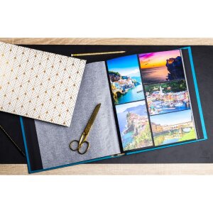 Exacompta 16096E Album fotografico 60 pagine nere Néo Déco Blu