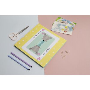 Album fotografico Exacompta 25x25cm 30 pagine motivo bianco fantasia carta da gioco giallo verde