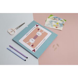 Exacompta 16115E Album fotografico 30 pagine rosa/blu fantasia carte da gioco