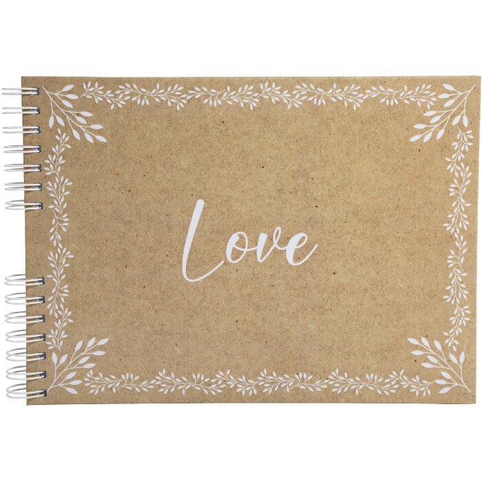 Exacompta 16234E Album fotografico con rilegatura a spirale 50 pagine bianco 32x22cm motivo KRAFT